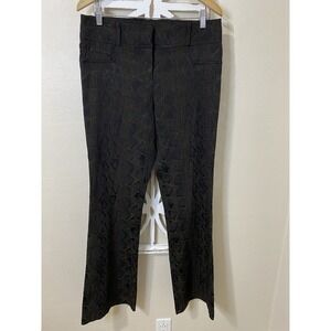 CACHE LUXE size 10 BROWN BLACK BROCADE TEXTURED FLARE PANTS
